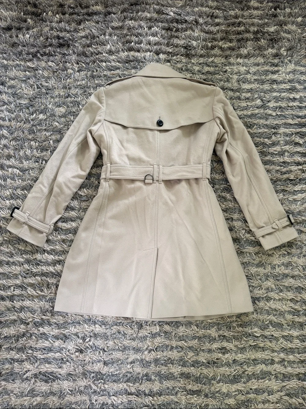 Burberry Light Beige Double-Breasted Trench Coat with Belt, Wool & Cashmere US10 - Picture 2 of 16